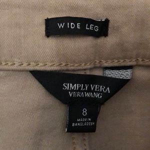 Simply Vera Vera wang cropped wide leg jean tan size 8